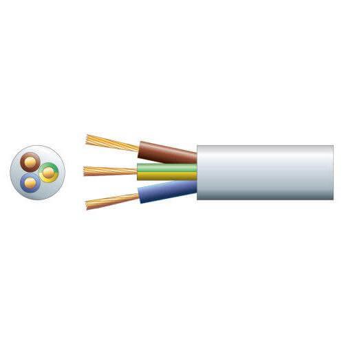 16A Round 3-Core Mains Cable, White (Cut & Sold per Metre)