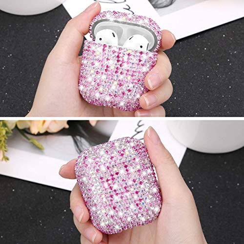 HongHushop Diamond Airpods Case Cover Compatible with Apple AirPods 1&2 Bling Handmade Rhinestone Protective Charging Cases for Apple Airpods Airpods 2 and 1 (Rose gold)