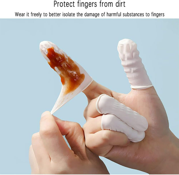 200 Count Latex Finger Cots, Disposable Fingertips Protector Finger Covers, Medium Anti Static Rubber Fingertip Protective Finger Cots for Electronic Repair, Handmade Apply