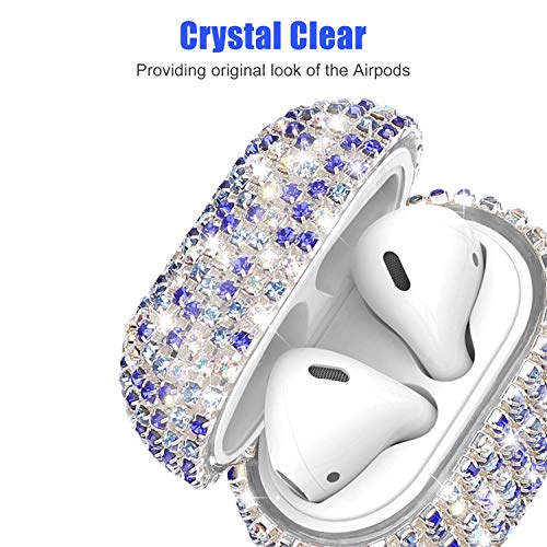 HongHushop Diamond Airpods Case Cover Compatible with Apple AirPods 1&2 Bling Handmade Rhinestone Protective Charging Cases for Apple Airpods Airpods 2 and 1 (Rose gold)