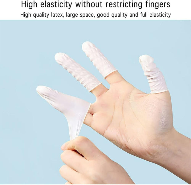 200 Count Latex Finger Cots, Disposable Fingertips Protector Finger Covers, Medium Anti Static Rubber Fingertip Protective Finger Cots for Electronic Repair, Handmade Apply