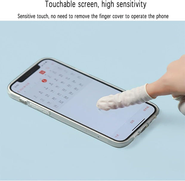 200 Count Latex Finger Cots, Disposable Fingertips Protector Finger Covers, Medium Anti Static Rubber Fingertip Protective Finger Cots for Electronic Repair, Handmade Apply