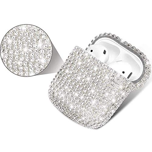 HongHushop Diamond Airpods Case Cover Compatible with Apple AirPods 1&2 Bling Handmade Rhinestone Protective Charging Cases for Apple Airpods Airpods 2 and 1 (Rose gold)