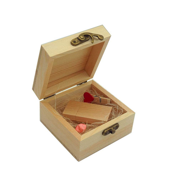 Desuerte Handmade Premium Walnut Wood Gift Box with 16GB USB Drive - Ideal for Weddings, Anniversaries, and Parties