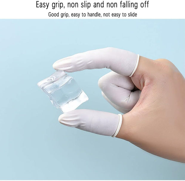 200 Count Latex Finger Cots, Disposable Fingertips Protector Finger Covers, Medium Anti Static Rubber Fingertip Protective Finger Cots for Electronic Repair, Handmade Apply