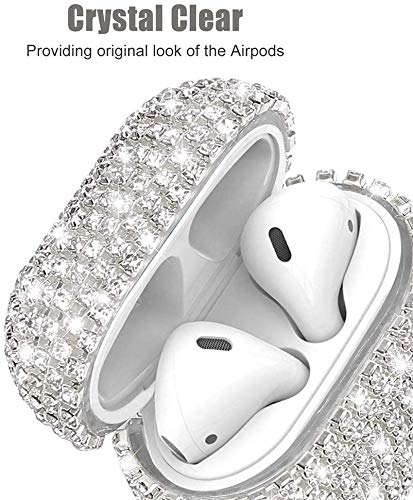 HongHushop Diamond Airpods Case Cover Compatible with Apple AirPods 1&2 Bling Handmade Rhinestone Protective Charging Cases for Apple Airpods Airpods 2 and 1 (Rose gold)