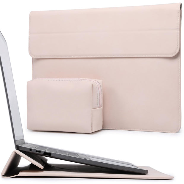 HYZUO 13 Inch Laptop Sleeve Case with Stand for 2025-2018 MacBook Air 13 M4 M3 M2 M1, 2025-2016 MacBook Pro 13 M2 M1, 13" iPad Pro/Air, Surface Pro 11/10/9, XPS 13, with Pouch, Beige