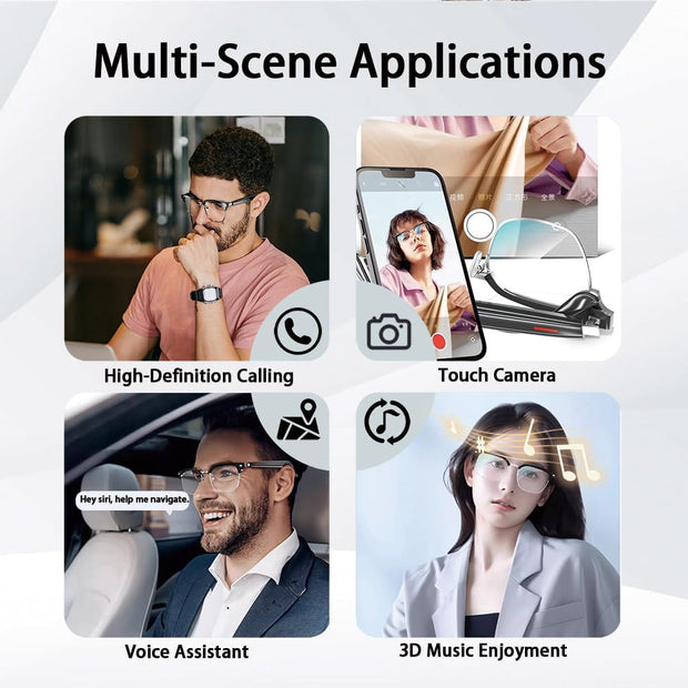 Smart Glasses for Men and Women, Open Ear Bluetooth Audio Glasses, Sunglasses Built in Mic & Speakers, Blue Light Filter & UV Pretection Polarized Lenses, IP65 Waterproof Bluetooth Glasses, E13 06