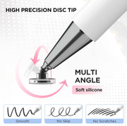 Samsung Pen, Capacitive Disc Tip Pencil & Magnetic Cap Stylus Compatible with All Touch Screens, Pens for iPad pro/iPad 6/7/8th/iPhone, Samsung Galaxy s Ultra Pen, Chromebook,Touch Pad (White)