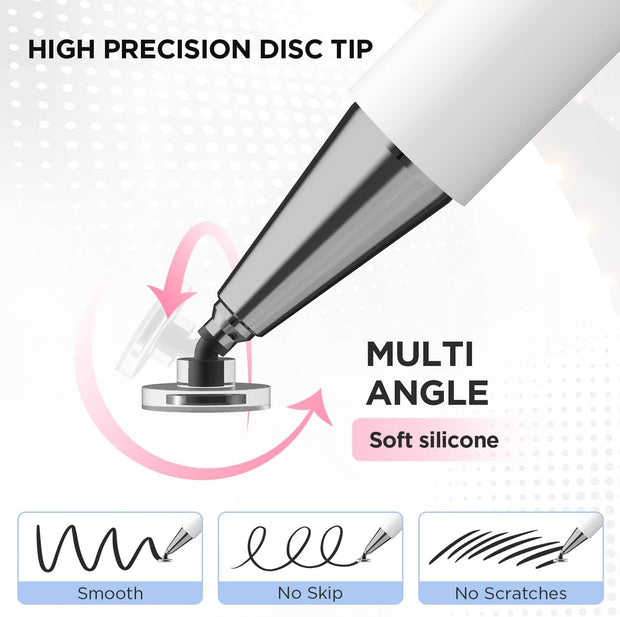Samsung Pen, Capacitive Disc Tip Pencil & Magnetic Cap Stylus Compatible with All Touch Screens, Pens for iPad pro/iPad 6/7/8th/iPhone, Samsung Galaxy s Ultra Pen, Chromebook,Touch Pad (White)