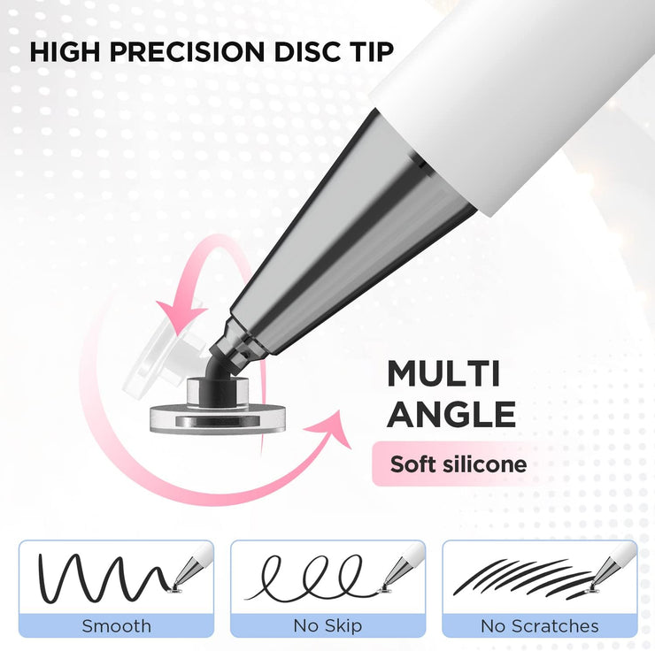 Samsung Pen, Capacitive Disc Tip Pencil & Magnetic Cap Stylus Compatible with All Touch Screens, Pens for iPad pro/iPad 6/7/8th/iPhone, Samsung Galaxy s Ultra Pen, Chromebook,Touch Pad (White)