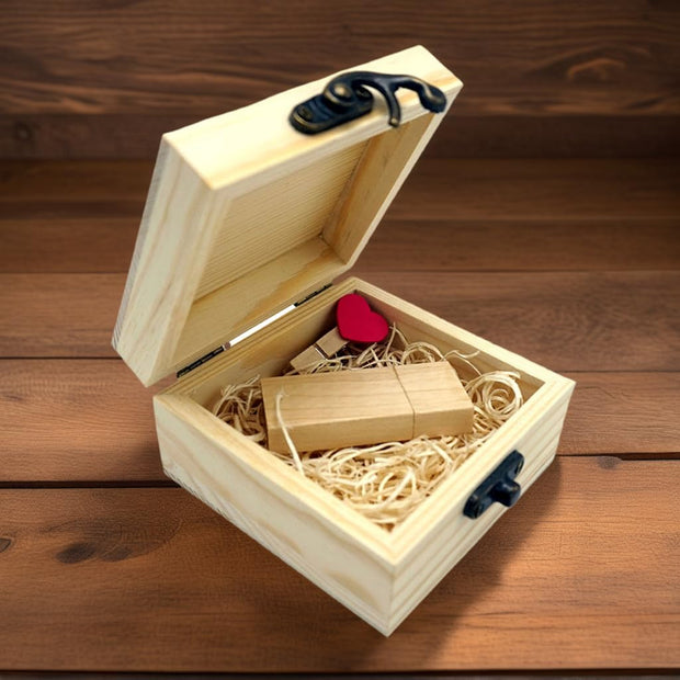 Desuerte Handmade Premium Walnut Wood Gift Box with 16GB USB Drive - Ideal for Weddings, Anniversaries, and Parties