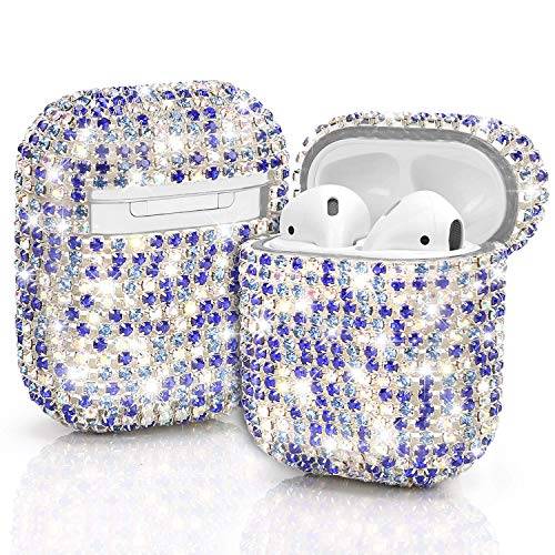 HongHushop Diamond Airpods Case Cover Compatible with Apple AirPods 1&2 Bling Handmade Rhinestone Protective Charging Cases for Apple Airpods Airpods 2 and 1 (Rose gold)