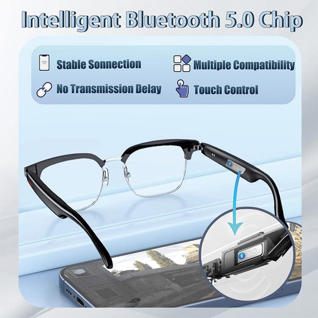 Smart Glasses for Men and Women, Open Ear Bluetooth Audio Glasses, Sunglasses Built in Mic & Speakers, Blue Light Filter & UV Pretection Polarized Lenses, IP65 Waterproof Bluetooth Glasses, E13 06