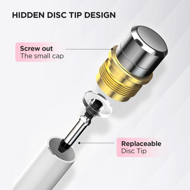 Samsung Pen, Capacitive Disc Tip Pencil & Magnetic Cap Stylus Compatible with All Touch Screens, Pens for iPad pro/iPad 6/7/8th/iPhone, Samsung Galaxy s Ultra Pen, Chromebook,Touch Pad (White)
