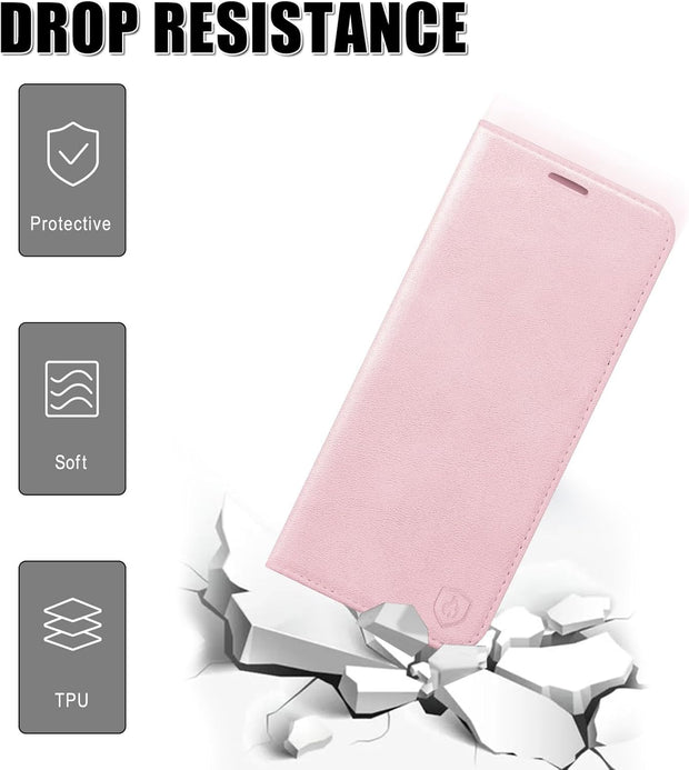 HUOUH for Samsung Galaxy A36 Wallet case with RFID Blocking PU Leather,Flip Folio Book covers,Credit Card Holder Shockproof Phone case Women Men for Samsung A36 case Rose Gold