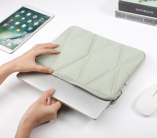 Voova Puffy Laptop Sleeve Carry Case 14-15 Inch, Computer Cover Bag with Accessories Pouch for MacBook Air M2/M3 15, MacBook Pro 14/15, 15” Surface Laptop 5/4, hp chromebook 14, Mint Green