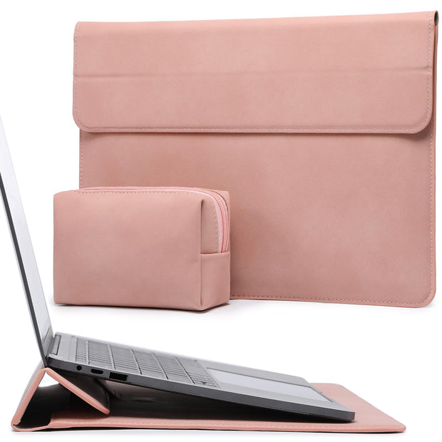 HYZUO 13 Inch Laptop Sleeve Case with Stand for 2025-2018 MacBook Air 13 M4 M3 M2 M1, 2025-2016 MacBook Pro 13 M2 M1, 13" iPad Pro/Air, Surface Pro 11/10/9, XPS 13, with Pouch, Beige
