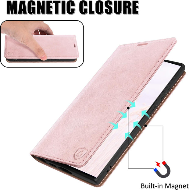 HUOUH for Samsung Galaxy A36 Wallet case with RFID Blocking PU Leather,Flip Folio Book covers,Credit Card Holder Shockproof Phone case Women Men for Samsung A36 case Rose Gold