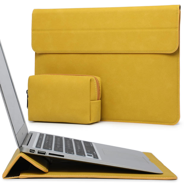 HYZUO 13 Inch Laptop Sleeve Case with Stand for 2025-2018 MacBook Air 13 M4 M3 M2 M1, 2025-2016 MacBook Pro 13 M2 M1, 13" iPad Pro/Air, Surface Pro 11/10/9, XPS 13, with Pouch, Beige
