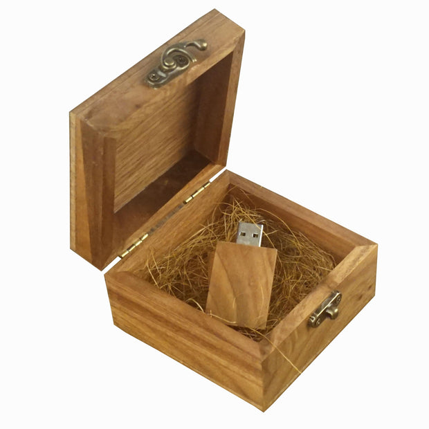 Desuerte Handmade Premium Walnut Wood Gift Box with 16GB USB Drive - Ideal for Weddings, Anniversaries, and Parties