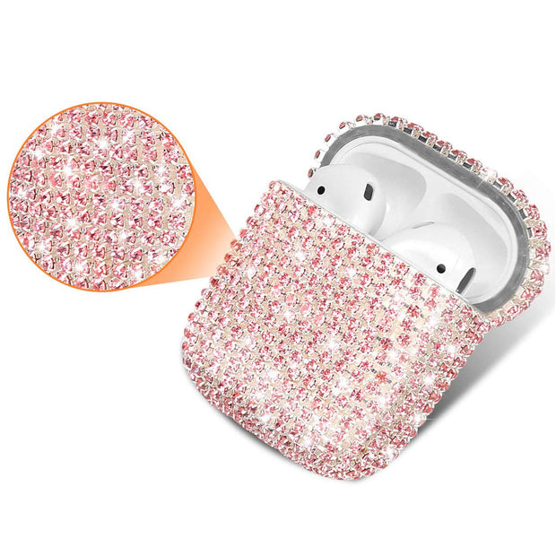 HongHushop Diamond Airpods Case Cover Compatible with Apple AirPods 1&2 Bling Handmade Rhinestone Protective Charging Cases for Apple Airpods Airpods 2 and 1 (Rose gold)