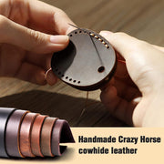 Genuine Leather AirTag Keyring Holder for Apple AirTags. Anti-Lost, Anti-Scratch Secure Key Ring Case for Key, Pet Collar, Bag, Luggage. Handmade 360° Protective Air Tag Accessory Keychain Full Cover