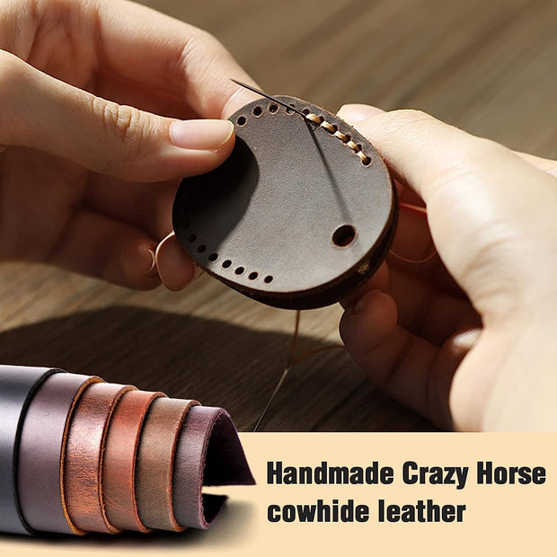 Genuine Leather AirTag Keyring Holder for Apple AirTags. Anti-Lost, Anti-Scratch Secure Key Ring Case for Key, Pet Collar, Bag, Luggage. Handmade 360° Protective Air Tag Accessory Keychain Full Cover
