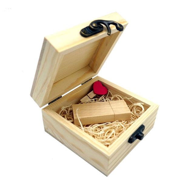 Desuerte Handmade Premium Walnut Wood Gift Box with 16GB USB Drive - Ideal for Weddings, Anniversaries, and Parties