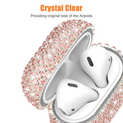 HongHushop Diamond Airpods Case Cover Compatible with Apple AirPods 1&2 Bling Handmade Rhinestone Protective Charging Cases for Apple Airpods Airpods 2 and 1 (Rose gold)