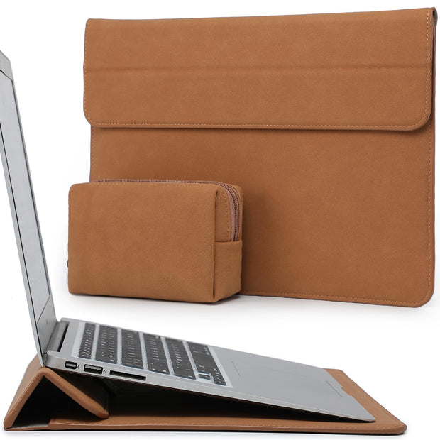 HYZUO 13 Inch Laptop Sleeve Case with Stand for 2025-2018 MacBook Air 13 M4 M3 M2 M1, 2025-2016 MacBook Pro 13 M2 M1, 13" iPad Pro/Air, Surface Pro 11/10/9, XPS 13, with Pouch, Beige
