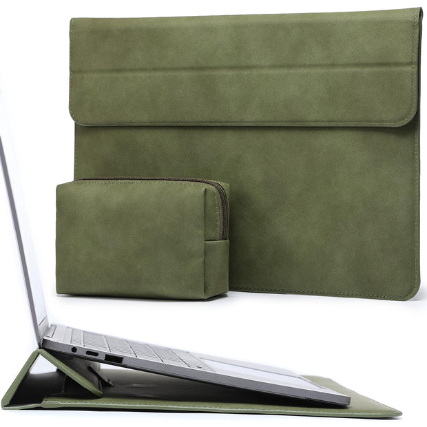 HYZUO 13 Inch Laptop Sleeve Case with Stand for 2025-2018 MacBook Air 13 M4 M3 M2 M1, 2025-2016 MacBook Pro 13 M2 M1, 13" iPad Pro/Air, Surface Pro 11/10/9, XPS 13, with Pouch, Beige