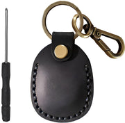 Genuine Leather AirTag Keyring Holder for Apple AirTags. Anti-Lost, Anti-Scratch Secure Key Ring Case for Key, Pet Collar, Bag, Luggage. Handmade 360° Protective Air Tag Accessory Keychain Full Cover