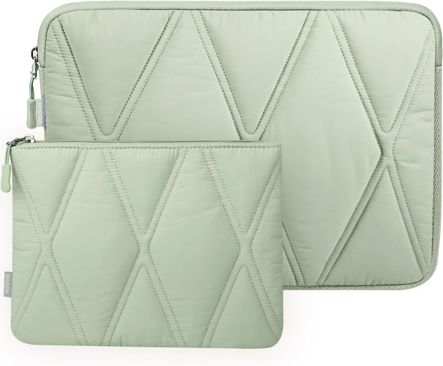 Voova Puffy Laptop Sleeve Carry Case 14-15 Inch, Computer Cover Bag with Accessories Pouch for MacBook Air M2/M3 15, MacBook Pro 14/15, 15” Surface Laptop 5/4, hp chromebook 14, Mint Green