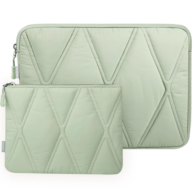 Voova Puffy Laptop Sleeve Carry Case 14-15 Inch, Computer Cover Bag with Accessories Pouch for MacBook Air M2/M3 15, MacBook Pro 14/15, 15” Surface Laptop 5/4, hp chromebook 14, Mint Green