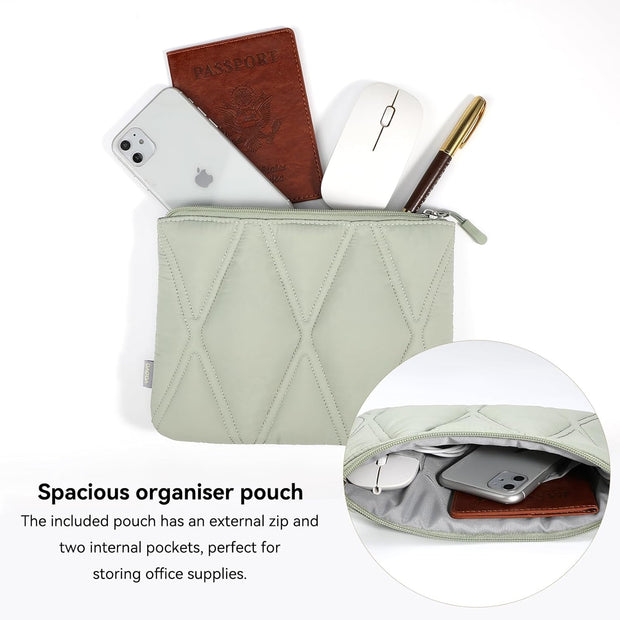 Voova Puffy Laptop Sleeve Carry Case 14-15 Inch, Computer Cover Bag with Accessories Pouch for MacBook Air M2/M3 15, MacBook Pro 14/15, 15” Surface Laptop 5/4, hp chromebook 14, Mint Green