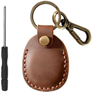 Genuine Leather AirTag Keyring Holder for Apple AirTags. Anti-Lost, Anti-Scratch Secure Key Ring Case for Key, Pet Collar, Bag, Luggage. Handmade 360° Protective Air Tag Accessory Keychain Full Cover