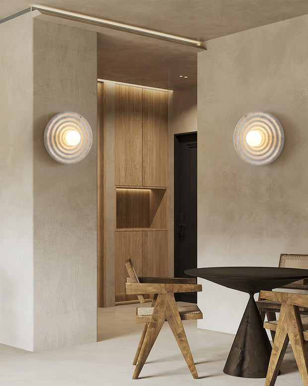 Wall Lamp Rippled Resin Round Shade Gentle Glow for Modern Spaces