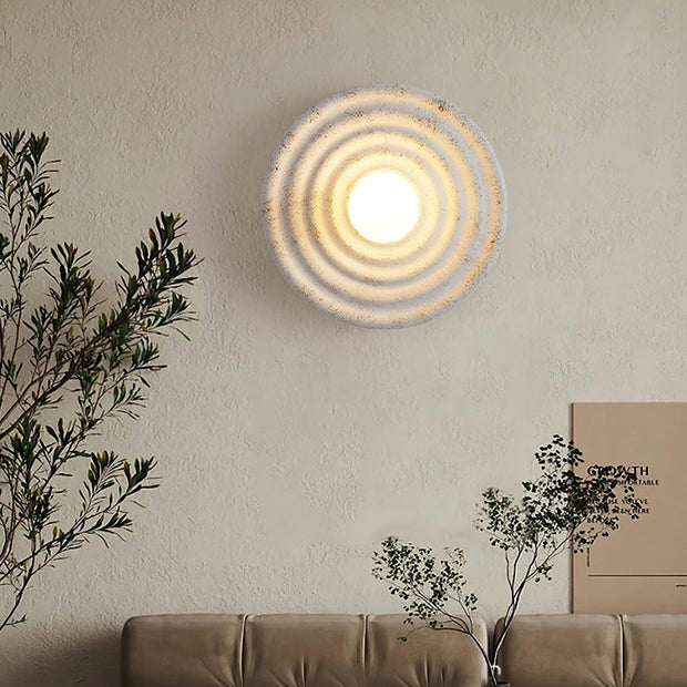 Wall Lamp Rippled Resin Round Shade Gentle Glow for Modern Spaces