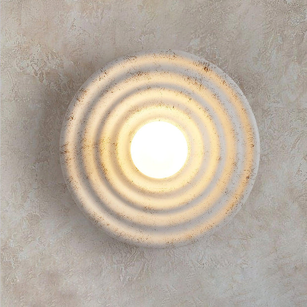Wall Lamp Rippled Resin Round Shade Gentle Glow for Modern Spaces
