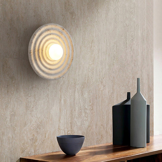 Wall Lamp Rippled Resin Round Shade Gentle Glow for Modern Spaces