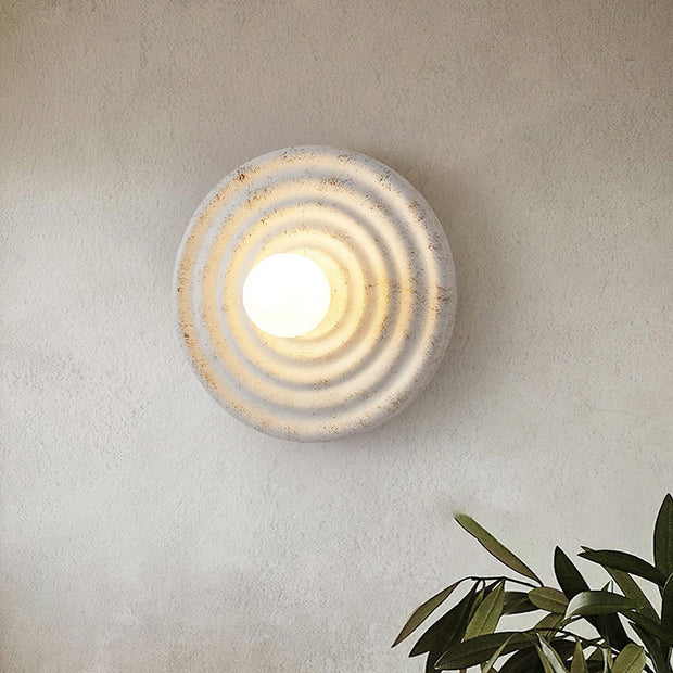 Wall Lamp Rippled Resin Round Shade Gentle Glow for Modern Spaces