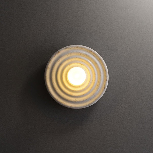 Wall Lamp Rippled Resin Round Shade Gentle Glow for Modern Spaces