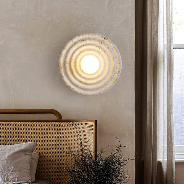 Wall Lamp Rippled Resin Round Shade Gentle Glow for Modern Spaces