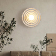 Wall Lamp Rippled Resin Round Shade Gentle Glow for Modern Spaces