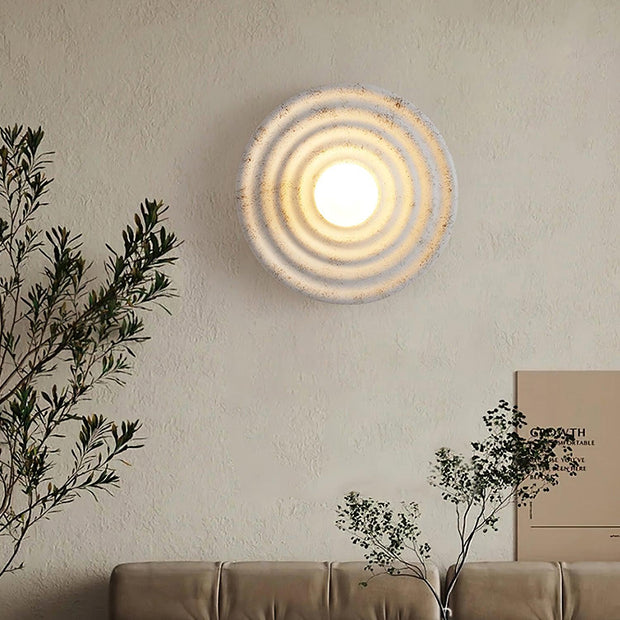 Wall Lamp Rippled Resin Round Shade Gentle Glow for Modern Spaces