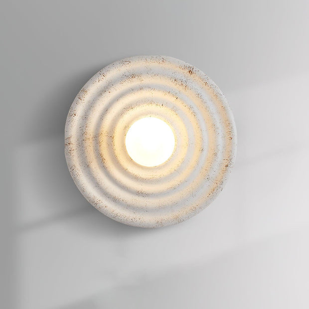 Wall Lamp Rippled Resin Round Shade Gentle Glow for Modern Spaces