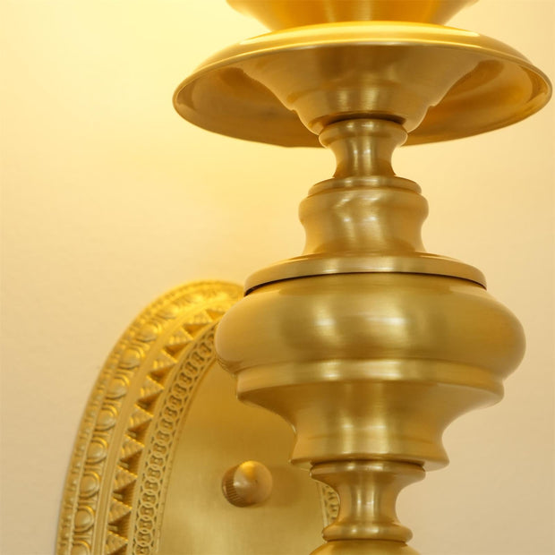 Wall Lamp Sculpted Brass Body Globe Shade Classic Elegant Statement
