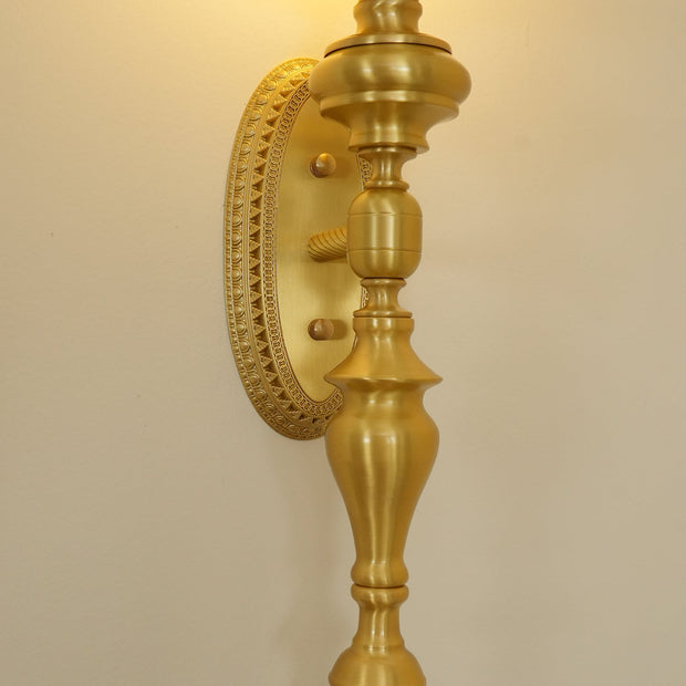 Wall Lamp Sculpted Brass Body Globe Shade Classic Elegant Statement