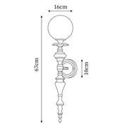 Wall Lamp Sculpted Brass Body Globe Shade Classic Elegant Statement